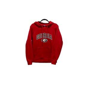 GEORGIA UGA BULLDOGS Womens Red Hoodie Size M Long Sleeve Hood Pocket Dawgs Team